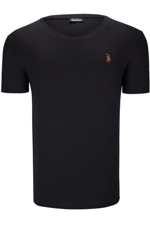 İKİLİ SET T8568 DEWBERRY V YAKA ERKEK T-SHIRT-SİYAH-TURUNCU