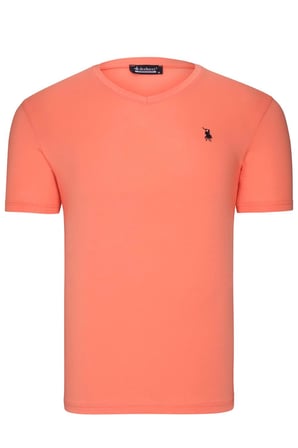 İKİLİ SET T8568 DEWBERRY V YAKA ERKEK T-SHIRT-SİYAH-TURUNCU