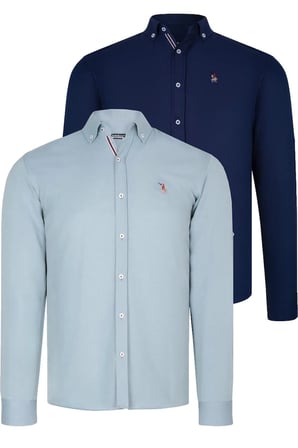 Dewberry Erkek Gömlek 2'li Set Lacivert-Su Yeşili G674 | 2 Adet Çoklu Paket, Günlük ve Ofis Giyimi, Jean, Chino ve Kumaş Pantolon Kombinleri, İşten Hafta Sonuna Şehir Gardırobu, Arkadaş Buluşmaları ve Akşam Yemeği, Loafer veya Sneaker ile Kombinleme