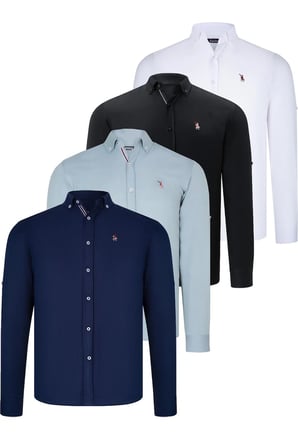 Dewberry Erkek Gömlek 4'lü Set Siyah-Beyaz-Lacivert-Su Yeşili G674 | Günlük ve Ofis Giyimi, Jean, Chino ve Kumaş Pantolon Kombinleri, Ceket ve Blazer Altına Smart Casual Stil, İşten Hafta Sonuna Şehir Gardırobu, Arkadaş Buluşmaları ve Akşam Yemeği