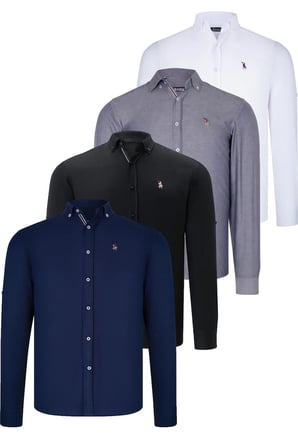 Dewberry Erkek Gömlek 4'lü Set Siyah-Beyaz-Lacivert-Kot Mavisi G674 | Günlük ve Ofis Giyimi, Jean, Chino ve Kumaş Pantolon Kombinleri, Ceket ve Blazer Altına Smart Casual Stil, İşten Hafta Sonuna Şehir Gardırobu, Arkadaş Buluşmaları ve Akşam Yemeği