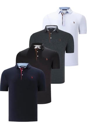 DÖRTLÜ SET T8582 DEWBERRY ERKEK T-SHIRT-SİYAH-ANTRASİT-LACİVERT-BEYAZ