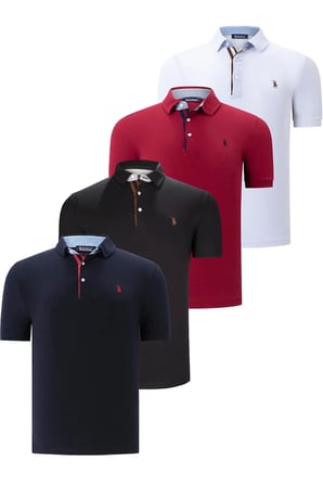 DÖRTLÜ SET T8582 DEWBERRY ERKEK T-SHIRT-SİYAH-BEYAZ-LACİVERT-BORDO