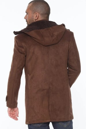 PLT8399 DEWBERRY SÜET GÖRÜNÜMLÜ ERKEK PALTO-AÇIK KAHVE