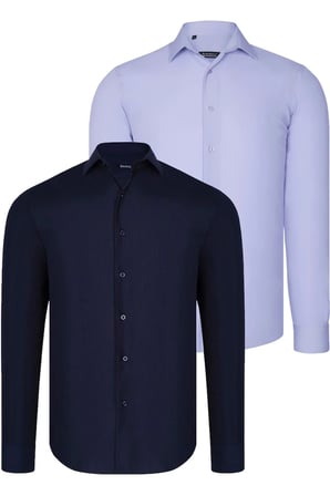 İKİLİ SET G726 DEWBERRY ERKEK GÖMLEK-LACİVERT-LİLA