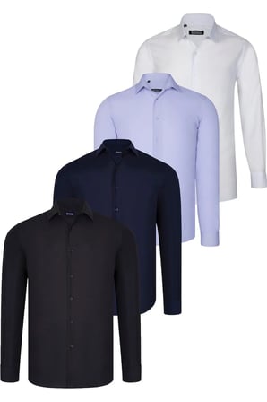 DÖRTLÜ SET G726 DEWBERRY GÖMLEK-SİYAH-BEYAZ-LACİVERT-LİLA