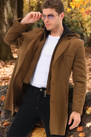 PLT8371 DEWBRRY ERKEK PALTO-DÜZ CAMEL