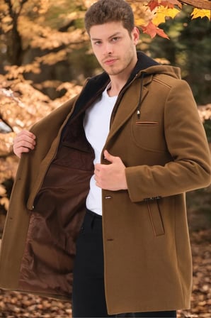 PLT8371 DEWBRRY ERKEK PALTO-DÜZ CAMEL