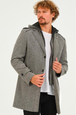 PLT8401 DEWBERRY ERKEK PALTO-DİAGONAL GRİ