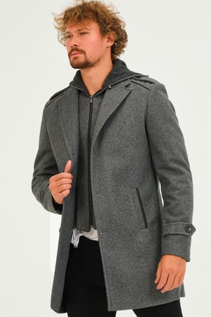 PLT8401 DEWBERRY ERKEK PALTO-KOYU GRİ
