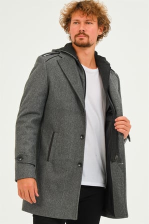 PLT8401 DEWBERRY ERKEK PALTO-KOYU GRİ
