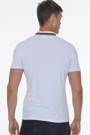T8571 DEWBERRY FERMUARLI ERKEK T-SHIRT-BEYAZ OPTİK
