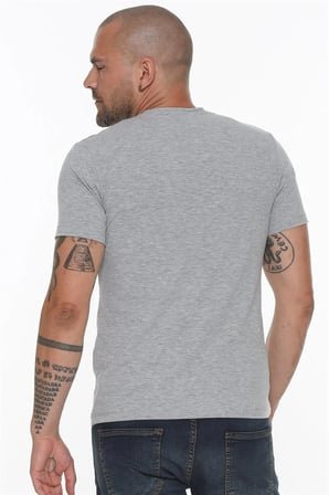 T8569 DEWBERRY BİSİKLET YAKA ERKEK T-SHIRT-KOYU GRİ