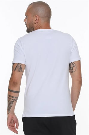 T8569 DEWBERRY BİSİKLET YAKA ERKEK T-SHIRT-BEYAZ OPTİK