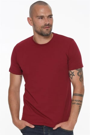 T8569 DEWBERRY BİSİKLET YAKA ERKEK T-SHIRT-KOYU BORDO