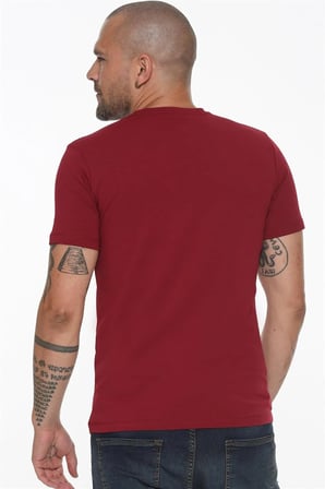 T8569 DEWBERRY BİSİKLET YAKA ERKEK T-SHIRT-KOYU BORDO