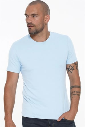 T8569 DEWBERRY BİSİKLET YAKA ERKEK T-SHIRT-KOYU MAVİ