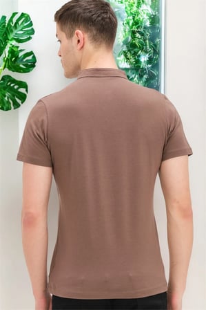 T8560 DEWBERRY T-SHIRT-DÜZ AÇIK KAHVE