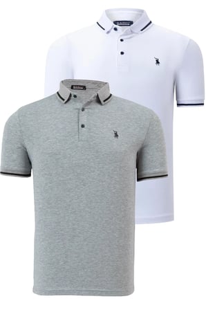 İKİLİ SET T8586 DEWBERRY ERKEK T-SHIRT-BEYAZ-GRİ