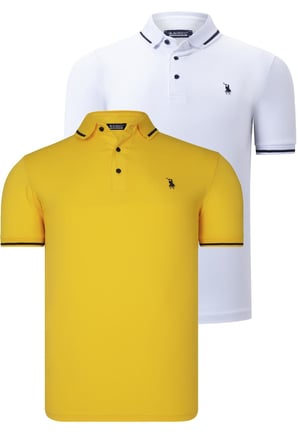 İKİLİ SET T8586 DEWBERRY ERKEK T-SHIRT-BEYAZ-SARI