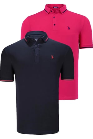 İKİLİ SET T8586 DEWBERRY ERKEK T-SHIRT-FUŞYA-LACİVERT