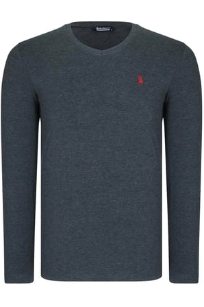 ÜÇLÜ SET T8587 DEWBERRY V YAKA ERKEK SWEATSHIRT-SİYAH-ANTRASİT-BORDO