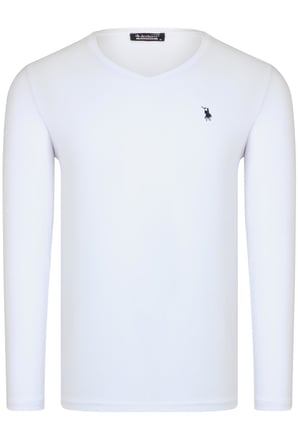 ÜÇLÜ SET T8587 DEWBERRY V YAKA ERKEK SWEATSHIRT-BEYAZ-LACİVERT-BORDO