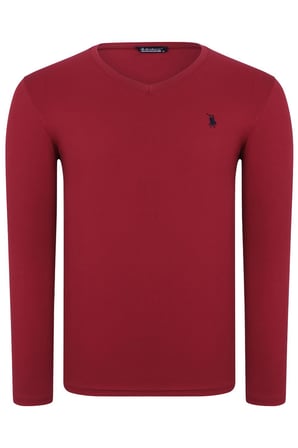 ÜÇLÜ SET T8587 DEWBERRY V YAKA ERKEK SWEATSHIRT-BEYAZ-LACİVERT-BORDO