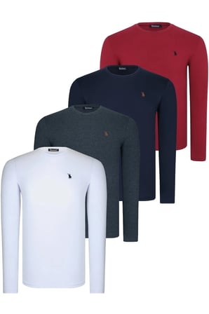 DÖRTLÜ SET T8588 DEWBERRY YUVARLAK YAKA ERKEK SWEATSHIRT-ANTRASİT-LACİVERT-BEYAZ-BORDO
