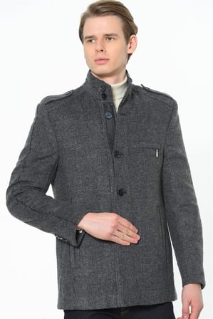 PLT8378 DEWBERRY ERKEK PALTO-AÇIK DESENLİ ANTRASİT