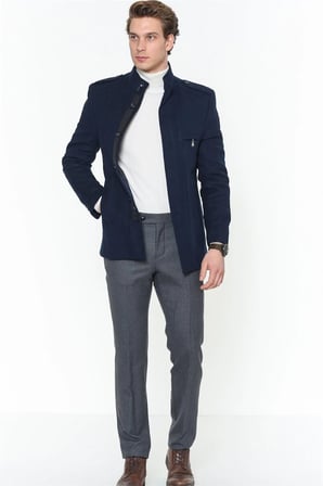 PLT8378 DEWBERRY ERKEK PALTO-DÜZ LACİVERT