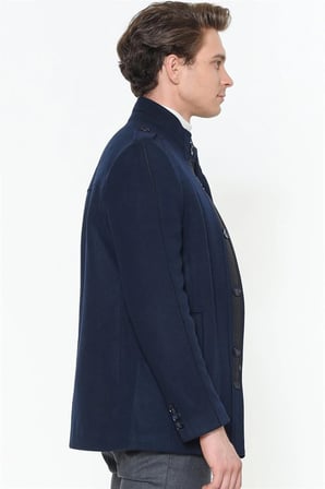 PLT8378 DEWBERRY ERKEK PALTO-DÜZ LACİVERT