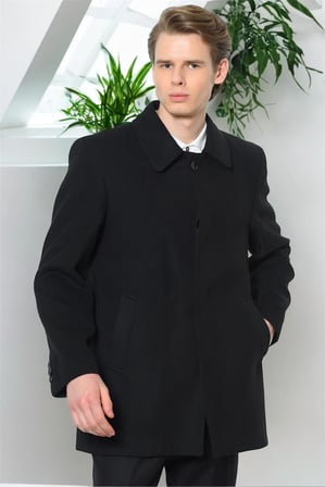 PLT8206 DEWBERRY ERKEK PALTO-DÜZ SİYAH