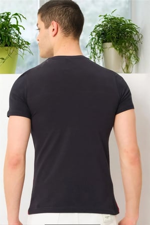 T8593 DEWBERRY ERKEK T-SHIRT-DÜZ LACİVERT