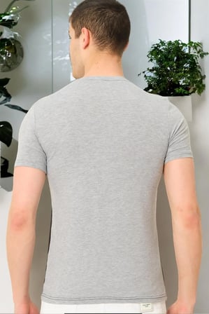 T8593 DEWBERRY ERKEK T-SHIRT-DÜZ GRİ