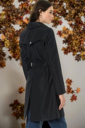 Z6642 DEWBERRY BAYAN TRENÇKOT-DÜZ LACİVERT