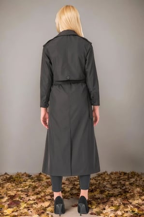 Z6674 DEWBERRY BAYAN TRENÇKOT-DÜZ SİYAH