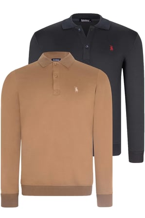 İKİLİ SET V4007 DEWBERRY ERKEK SWEATSHIRT-LACİVERT-CAMEL