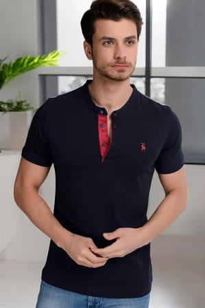 T8560 DEWBERRY T-SHIRT-KOYU LACİVERT