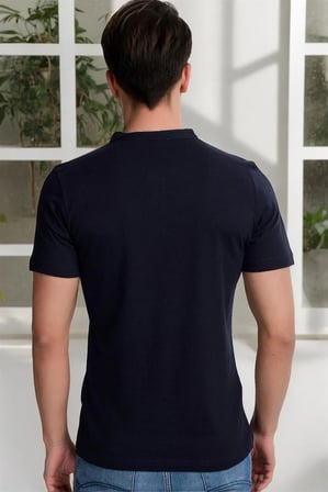 T8560 DEWBERRY T-SHIRT-KOYU LACİVERT