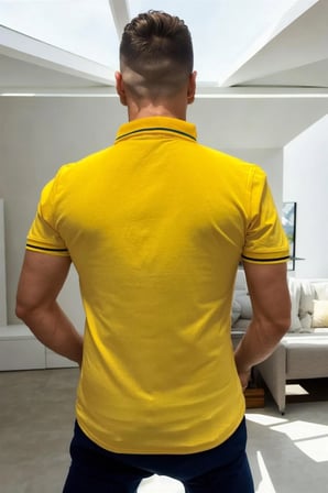 T8586 DEWBERRY ERKEK POLO YAKA T-SHIRT-DÜZ SARI