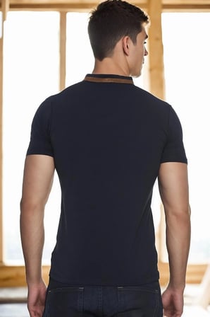 T8571 DEWBERRY FERMUARLI ERKEK T-SHIRT-LACİVERT-2