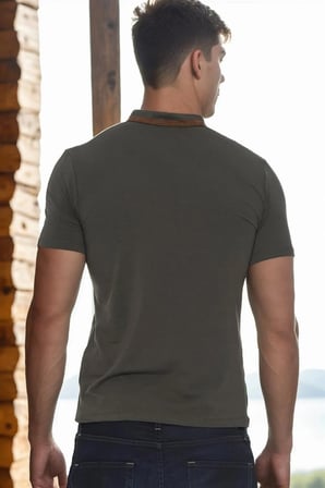 T8571 DEWBERRY FERMUARLI ERKEK T-SHIRT-HAKİ-1