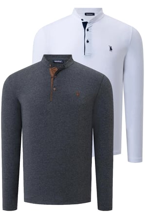 İKİLİ SET V4009 DEWBERRY ERKEK SWEATSHIRT-BEYAZ-ANTRASİT