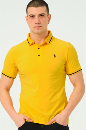 T8586 DEWBERRY ERKEK POLO YAKA T-SHIRT-AÇIK SARI