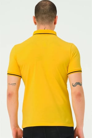 T8586 DEWBERRY ERKEK POLO YAKA T-SHIRT-AÇIK SARI