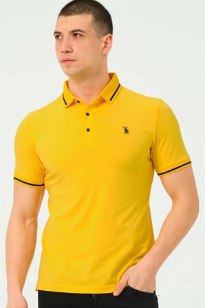 T8586 DEWBERRY ERKEK POLO YAKA T-SHIRT-AÇIK SARI