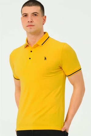 T8586 DEWBERRY ERKEK POLO YAKA T-SHIRT-AÇIK SARI