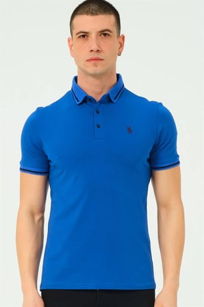 T8586 DEWBERRY ERKEK POLO YAKA T-SHIRT-DÜZ SAKS