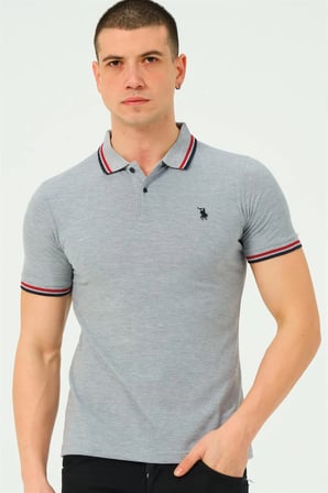 T8594 DEWBERRY ERKEK T-SHIRT-DÜZ GRİ